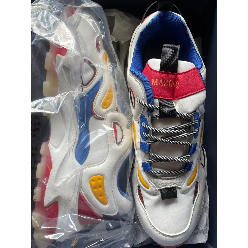 Mazino Augen-007 Mens White Multi Color Chunky Streetwear Sneakers Size 14 NEW